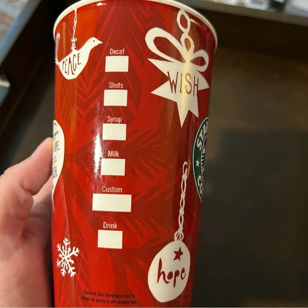 Starbucks 2009 Holiday Mug Christmas red white green tall